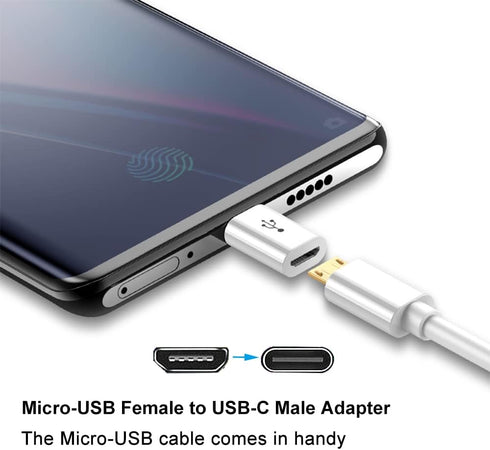 Adapter Micro USB to USB C (4 Pack), Micro-USB Female to USB-C Male OTG Adapter Compatible with Samsung Galaxy, LG, Huawei, Type-C Phones, Tablets and More (2 Black and 2 White)