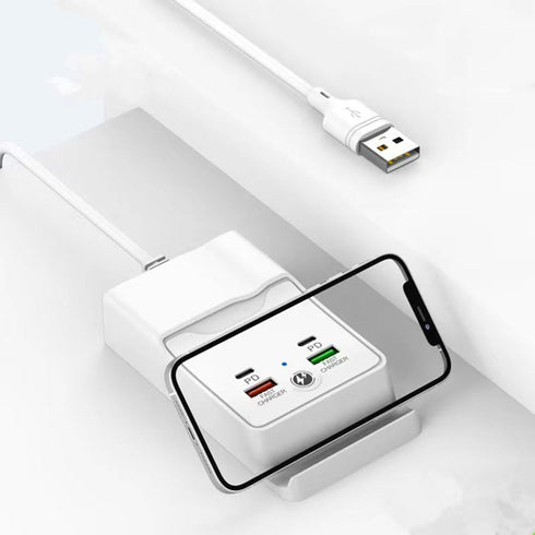 Charging Stand for iPhone 15 Pro, USB Hub 4Port 5FT with Phone Holder, Compatible with iPhone 15/14/13/12/11