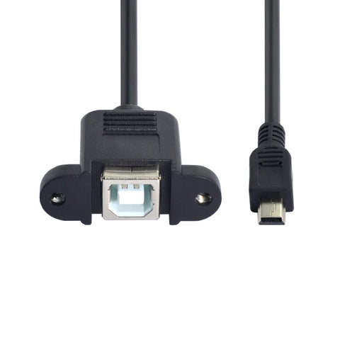 chenyang CY Mini USB 5pin Male to USB B Female Panel Mount Cable, 20cm with Screws