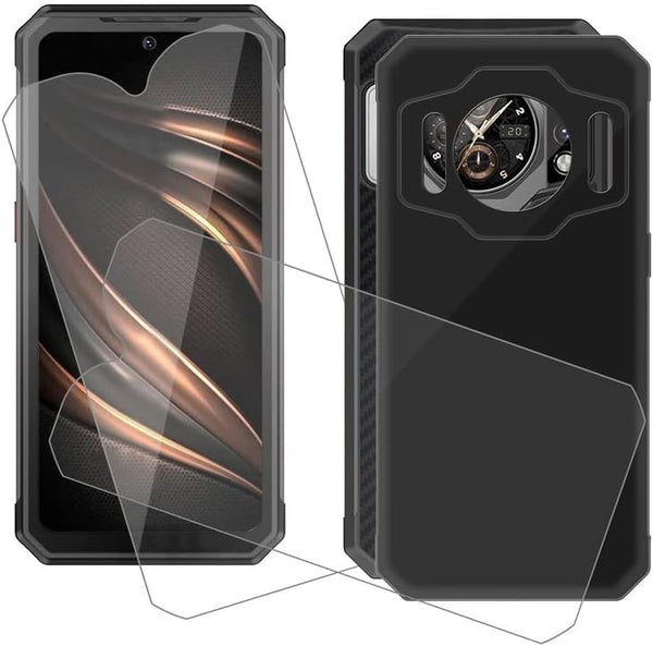 2 Pack Cover for Oukitel WP21 (6.78") Soft Silicone TPU Black Phone Protective Cases + 9H Hardness HD Tempered Glass