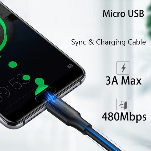 USB-A to Micro USB Charging Cable, 480Mbps Transfer Speed, USB 2.0 Fast Charger Cord 3.3Ft for Samsung LG Sony Android