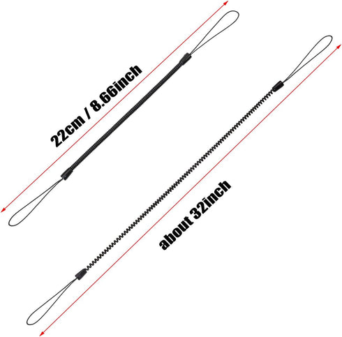 Plastic Elastic Tether Lanyard for Touch Pens, Retractable Anti-Lose Tablet Pens, Pack of 4 (8.66-inch, Black)