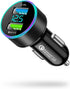 USB C Car Charger Adapter, Dual QC3.0 Ports Cigarette Lighter Charger with LED Voltage Display for iPhone and Galaxy