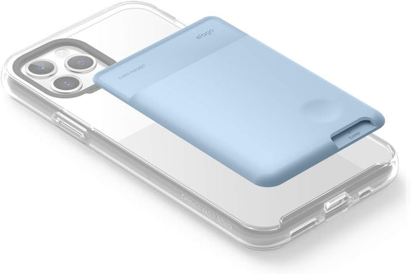 elago Slim Wallet Phone Case - Pastel Blue, Secure Card Holder with 3M Adhesive for iPhone, Galaxy & Most Smartphones