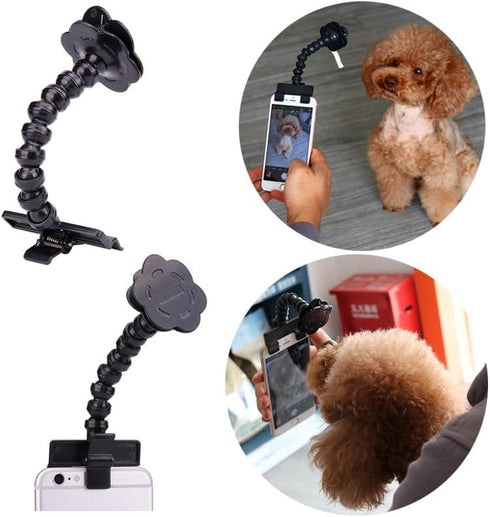 SquEqu Pet Selfie Stick Phone Clips with Double Head Clamps Dog Treats Holder Dog Selfie Portrait Tool for Cat Photo