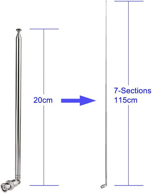BINGFU 20-1300MHz 7 Counter Police Radio Scanner Antenna Sections Telescopic BNC Male Handheld CB Ham Antenna