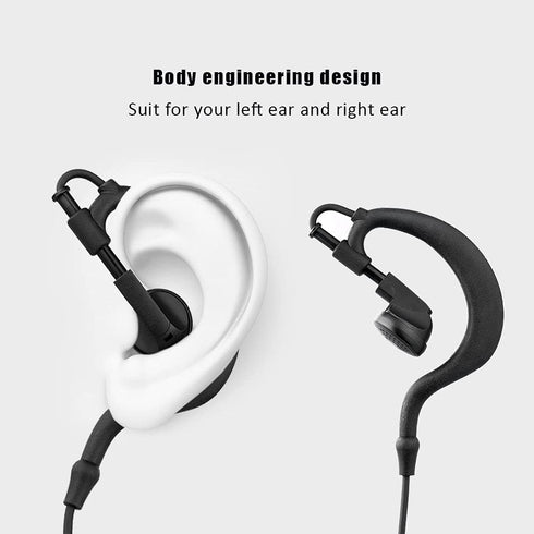 Two Way Radio Earpiece with PTT, Compatible with Kenwood 2.5mm+3.5mm 2-Pin Walkie Talkie Headsets - Single Wire Mic