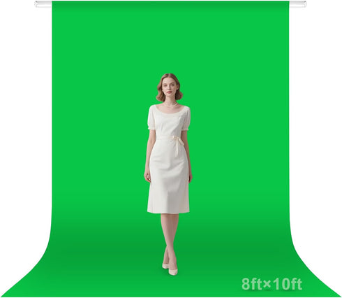 Qoolfoto Green Screen Backdrop, 810FT Photography Chromakey Greenscreen Background Sheet for Zoom Meeting,