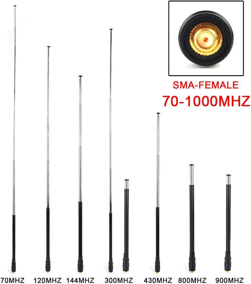 HYS 70-1000MHz UV5R UV5RE BF-888S TK11 UVK5 UVK6 Wide Band Telescopic Antenna SMA-Female Mobile Radio Antenna