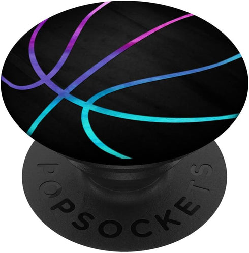 Purple Turquoise Basketball on a Black PopSockets Standard PopGrip