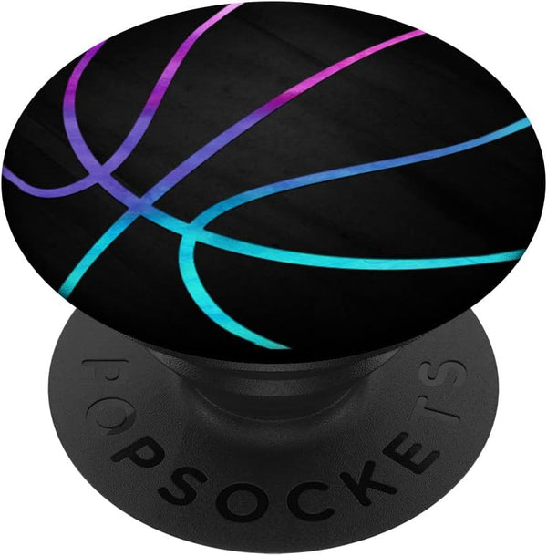 Purple Turquoise Basketball on a Black PopSockets Standard PopGrip