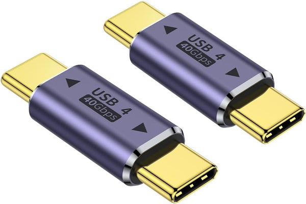 AuviPal USB C Male to Male Adapter (2 Pack), Type C Connector Extender for Thunderbolt 4/3, 100W Charging