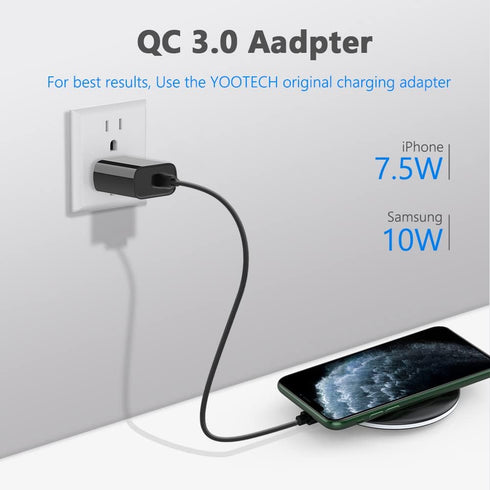 yootech Wireless Charger, 10W Max Wireless Charging Pad with Quick Adapter, Compatible with iPhone 15/15 Plus/15 Pro Max/14/13/SE 2022/12/11/X/8,Samsung Galaxy S22/S21/S20, for AirPods Pro 2