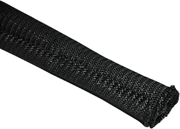 Electriduct 1/8" Gator Sleeve Braided Wrap Around Cable Protection, 10 Feet, Black