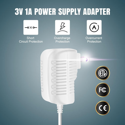Lenink AC Power Supply Adapter for AA Battery, Replace 2 AA Battery for LED Lights, Decorations (White, 1.8m/5.9ft)