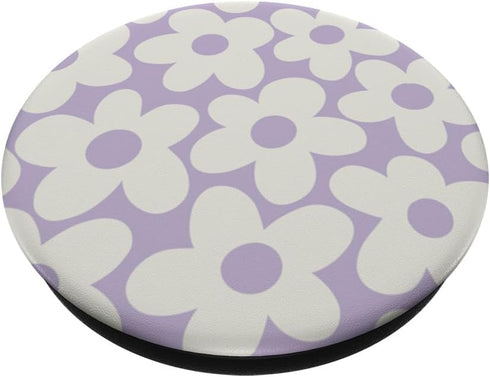 Pastel Purple Aesthetic Flowers Floral Retro Daisy Women PopSockets Standard PopGrip