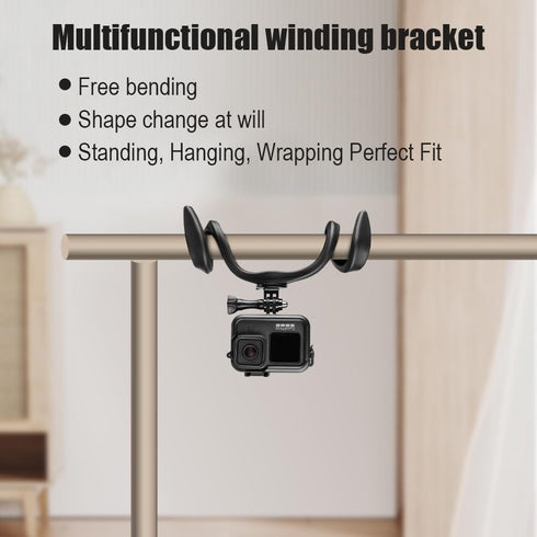 U Flex Mount Stroller Phone Holder Selfie Stick Gooseneck Mount for Treadmill Bike Shopping Cart Boat Action Camera Suitable with GoPro Hero 12/11/10/9/8/7/6/5/4 AKASO Insta360