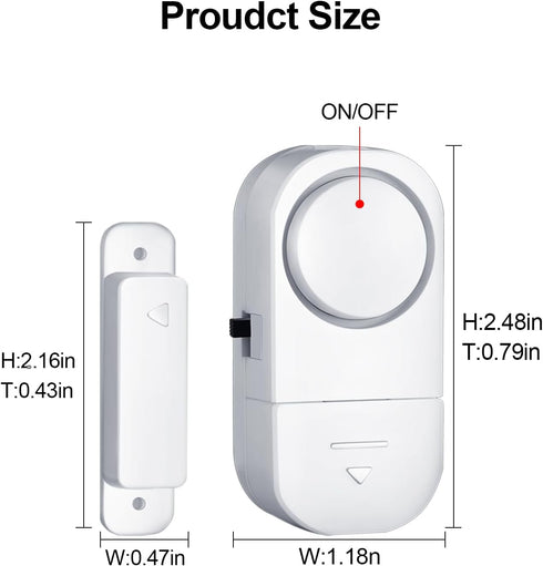 HIIXHC Door Window Alarm, 95DB Wireless Sensor Burglar Alarm for Kids Safety, 6 Pack