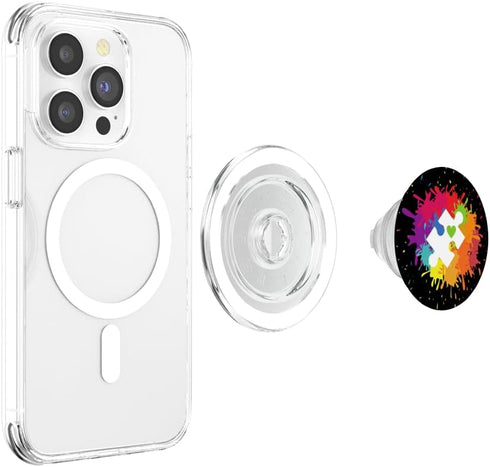Autism Awareness Puzzle Piece Colorful Rainbow Splatter PopSockets MagSafe PopGrip for iPhone