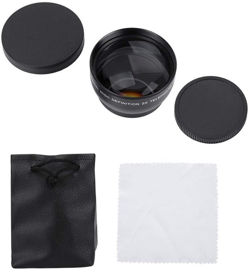 52mm 2X Magnification HD Teleconverter, Waterproof Telephoto Lens for 52mm Mount Camera