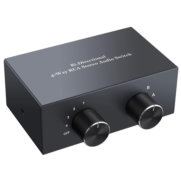 PROZOR 4-Way Stereo L/R Sound Channel Bi-Directional Audio Switcher, 2 in 4 Out or 4 in 2 Out Splitter