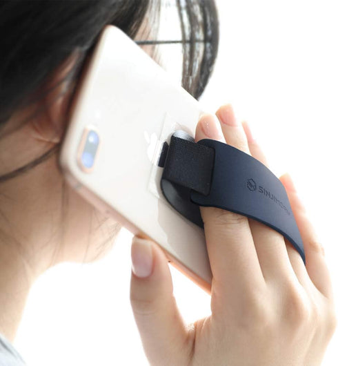 Sinjimoru Phone Grip with Silicone Band Comfortable One-Hand Holder & Kickstand for Smartphones, Tablets, and eReaders