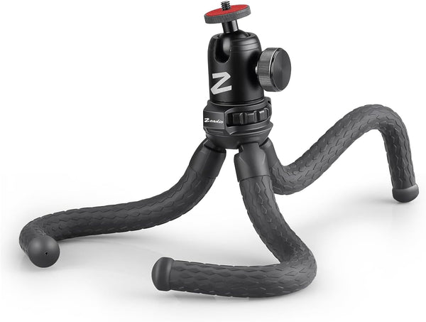 Zeadio Flexible Camera Tripod Kits, with Metal Ball Head Mount for Camera,Camcorder, Action