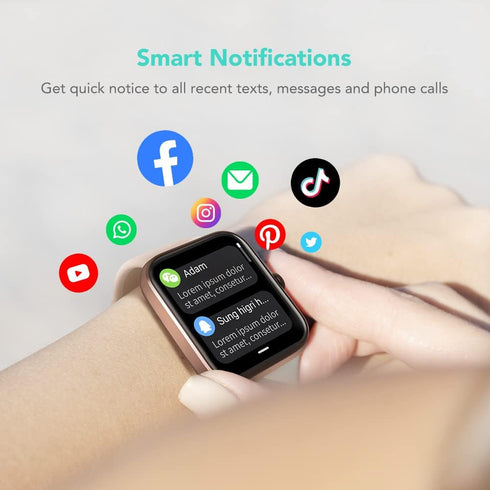 SKG Smart Watch for Women, 1.7'' Touch Screen Fitness Tracker with 5ATM Swimming Waterproof, Sleep Monitor for