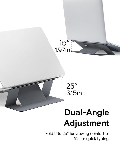 MOFT Invisible Slim Laptop Stand, Adhesive and Reusable, Adjustable for Laptops Up to 15.6", Grey