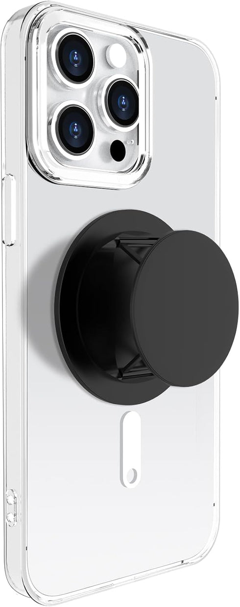 Compatible with MagSafe Phone Grip Socket, Magnetic Expanding Stand for iPhone Finger Holder - Black