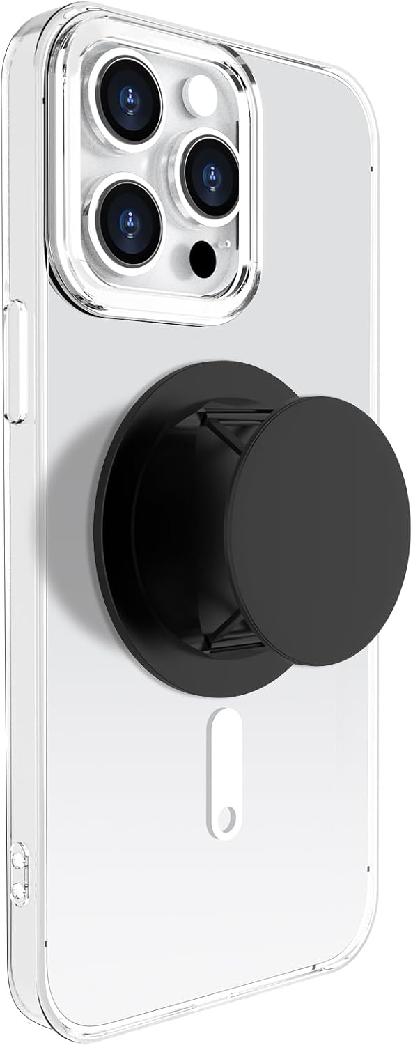 Compatible with MagSafe Phone Grip Socket, Magnetic Expanding Stand for iPhone Finger Holder - Black