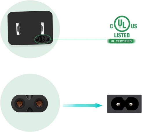 TPLTECH 2 Printer Power Cord for HP OfficeJet Pro/Envy/DeskJet/Photosmart Series, Prong Power Cable Replacement