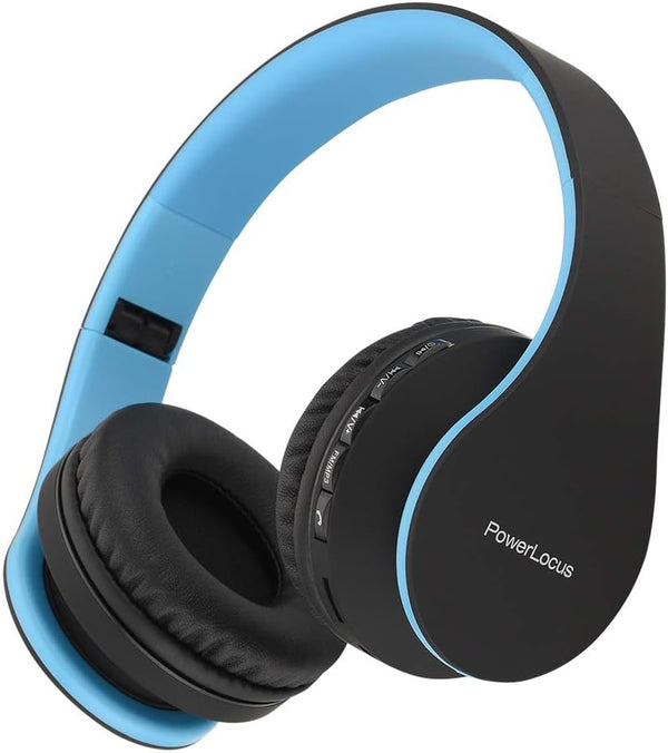 PowerLocus Wireless Bluetooth Over-Ear Stereo Foldable Headphones, Wired Headsets with Built-in Microphone for iPhone
