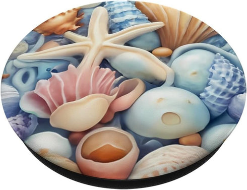 PopSockets Standard PopGrip Cute Sea Seashell Starfish Ocean Beach Coral Colorful