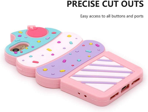 Cute iPhone SE 2022 Case - Ice Cream iPhone SE 2020 Cases, Cherry Cupcakes iPhone 6/6s/7/8 Case, 3D Cartoon Soft