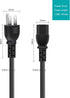 Narpendu 3-Prong 6 (1.82 Universal AC Power Cable for Computer, TV, Monitor and More, Feet Meters), Black