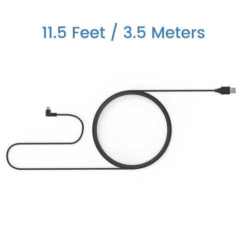 90-Degree 11.5ft weishan USB C Dash Cam Power Cord, USB to USB-C Charging Cable for Dashcam Rear View Mirror Camera
