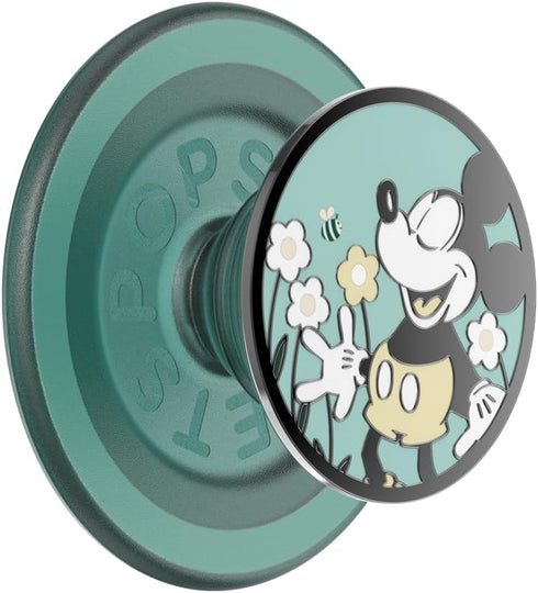 PopSockets Round Phone Grip Compatible with MagSafe, Disney - Enamel Tonal Flower Mickey, Adapter Ring Included, Phone