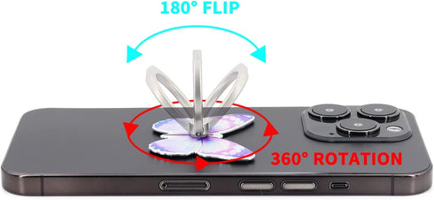 Butterfly Cell Phone Ring Holder, 360° Rotation Finger Grip Stand, Compatible with All Smartphones (Lilac)