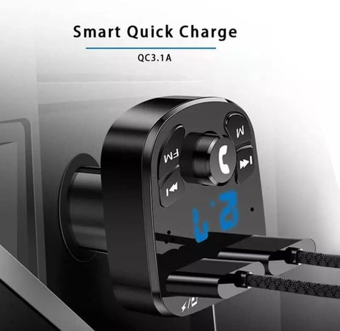 FM Bluetooth Transmitter for Car - Wireless Bluetooth Audio Adapter, Handsfree Calling, Dual USB Ports Quick Charger