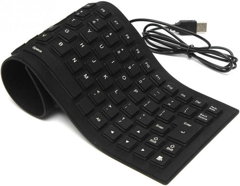 Foldable Silicone Keyboard, USB Waterproof Travel Gaming Wired Keyboard, Full Size Compatible with Windows, PC, Mac