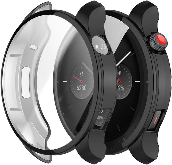 Screen Protector Case for Amazfit GTR 4 Smartwatch, 2-Pack Soft TPU Full Protective Face Cover, Black