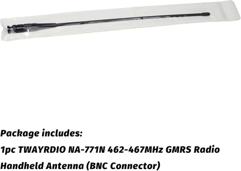 TWAYRDIO 15" 462-467MHz GMRS Radio Whip Antenna with BNC Connector for GMRS Handheld Radios Walkie Talkies