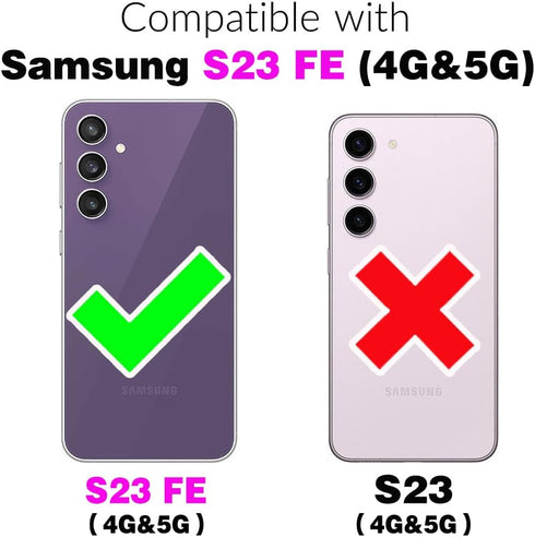 Asuwish Wallet Cover Phone Case for Samsung Galaxy S23 FE 5G, with Tempered Glass Screen Protector, Purple
