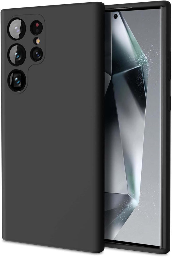 ZUSLAB Black Silicone Case for Samsung Galaxy S24 Ultra 6.8", Slim Fit TPU Rubber Gel, Shockproof, Wireless Charging