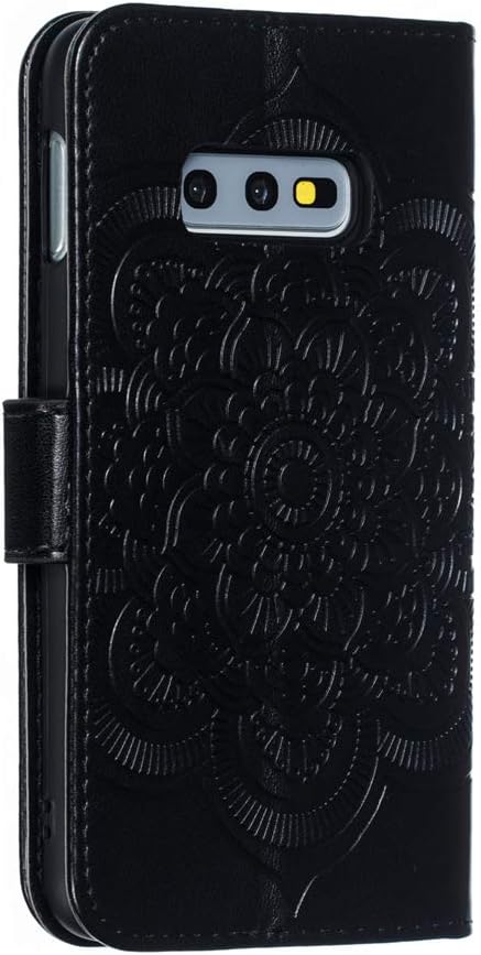 LEECOCO Mandala Embossing Case for Galaxy S10e, Luxury PU Leather Flip Wallet with Magnetic Stand, Card Slot Folio