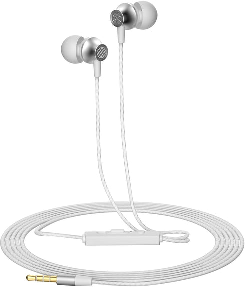 VIKEN Wired Earbuds with Microphone, Heavy Bass In-Ear Headphones, Noise Isolating Tips (S/M/L), Compatible with All