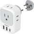 TESSAN Israel Power Adapter, US to Israel Plug Adapter with 4 American Outlets, 3 USB Charger