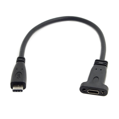 cablecc USB-C USB 3.1 Type C Male to Female Extension Data Cable with Panel Mount Screw Hole