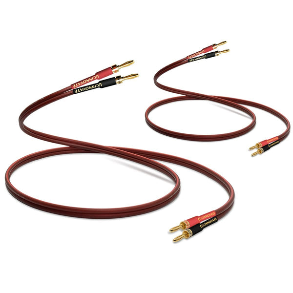 UCINNOVATE 2 Pack High-end Pure Copper HIFI OFC Speaker Wire Cable with Gold-Plated Banana Plugs, 2m
